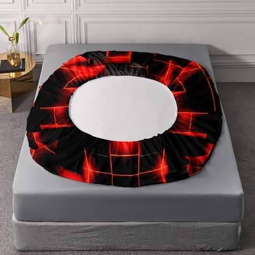 HOSIMA Red Black Geometric Queen Bedding Sets,1 Fitted Sheet+2 Pillowcases. - Image 6