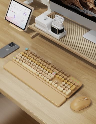 Wireless Keyboard and Mouse Combo, Cute Typewriter, Magnetic Wrist Rest - Image 2