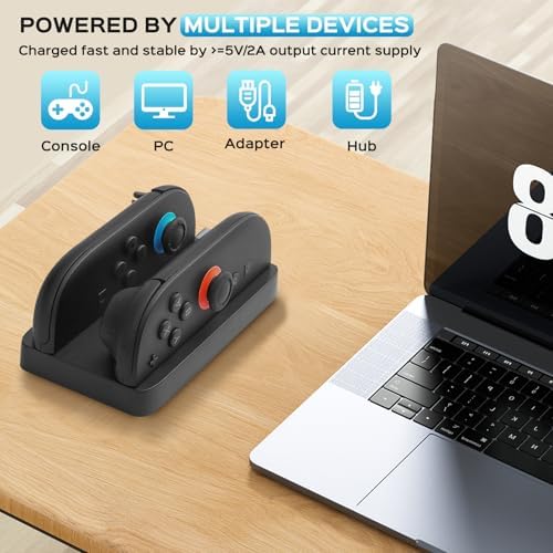 Mini Charger Dock ForNintendo Switch 2 JoyCons Gaming Controllers - -JoyCons Remote Docking Charging Station Accessories (Black) - Image 3