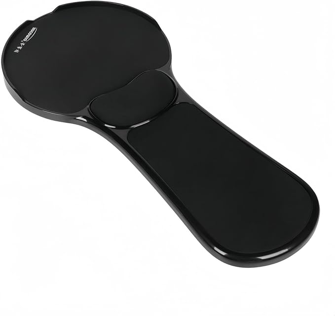 Ergonomic Adjustable Chair Arm Rest Mouse Pad with Wrist Cushion,Mouse Extension Platform Tray with Anti-Fall Baffle, Chair Attachment Arm Support with Straps (Black) by Pxoerzy