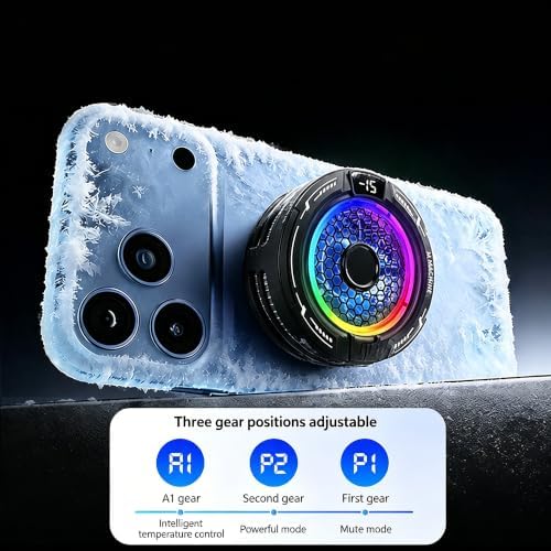 Magnetic Phone Cooler, Low Noise USB Cooling Fan with Smart Temp Control, RGB Light, Magnetic Ring & Clip Compatible, Cellphone Radiator for iPhone Magnetic Series/Android/Tablet/iPad - Image 4