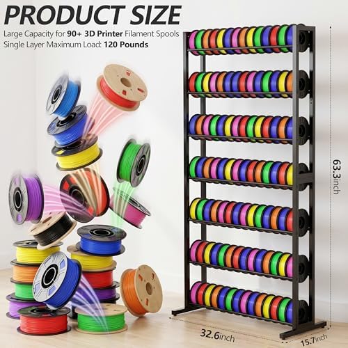 Piskyet 7-Tier Heavy Duty 3D Printer Filament Storage Rack, Large Capacity Spool Holder Shelves for 3D Printing Filaments, Perfect for Home Studio, Office, Workshop & 3D Printing Business (Shelf Only) - Image 2