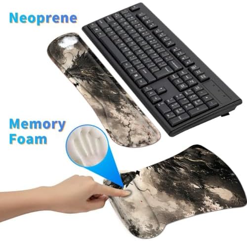3-in-1 Ergonomic Memory Foam Keyboard Wrist Rest Pad Set, Sakura Dragon - Image 4