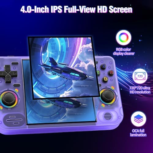 RF40H Handheld Game Console, 4.0" Retro Gaming Console Preloaded 20,000+ Classic Games, Open Source Linux System, Support WiFi Online Play, Portable Pocket Hand Held Video Game (Transparent Purple) - Image 4