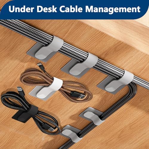 Abnii 50 PCS Hook and Loop Cable Ties, Under Desk Cable Management, Black - Image 2