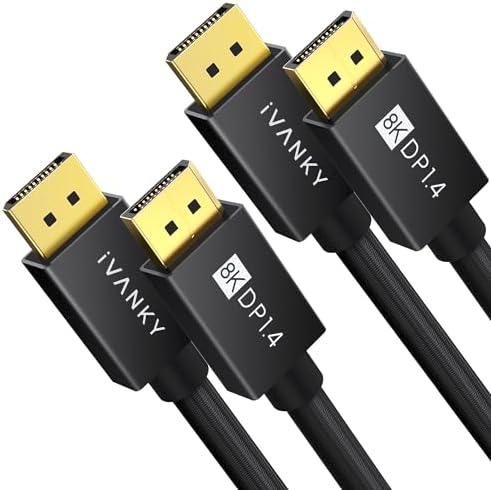 IVANKY 8K DisplayPort 1.4 Cable, 6ft (2 Pack), High Speed 8K DP to DP Cable by ivanky