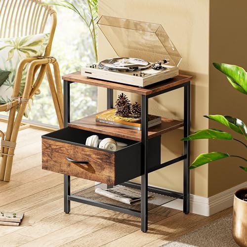 Huuger Nightstand Set of 2, Night Stand with Fabric Drawer, Mesh Shelf - Image 4