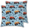 Pillowcase Set of 2 Cute Monster Trucks Throw Pillow Covers Shells for Couch Office Bedroom Home Decoration, 16"X16" by Abucaky