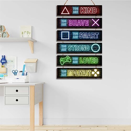 6 Pieces Neon Gaming Decor Boys Room Decor Inspirational Neon Gaming Positive Quotes Wall Art Decor Hanging Plaque Sign for Teens Kids Bedroom Princess Toddler Room-10 - Image 5