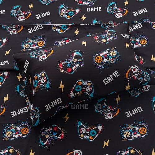 Twin Sheets Set for Boys Kids - 3-Piece Cute Gamer Bedding Set, Breathable Black Video Game 3D Fitted Sheets with 14" Deep Pocket, Ultra-Soft Lightweight Bedroom Essentials - Image 5
