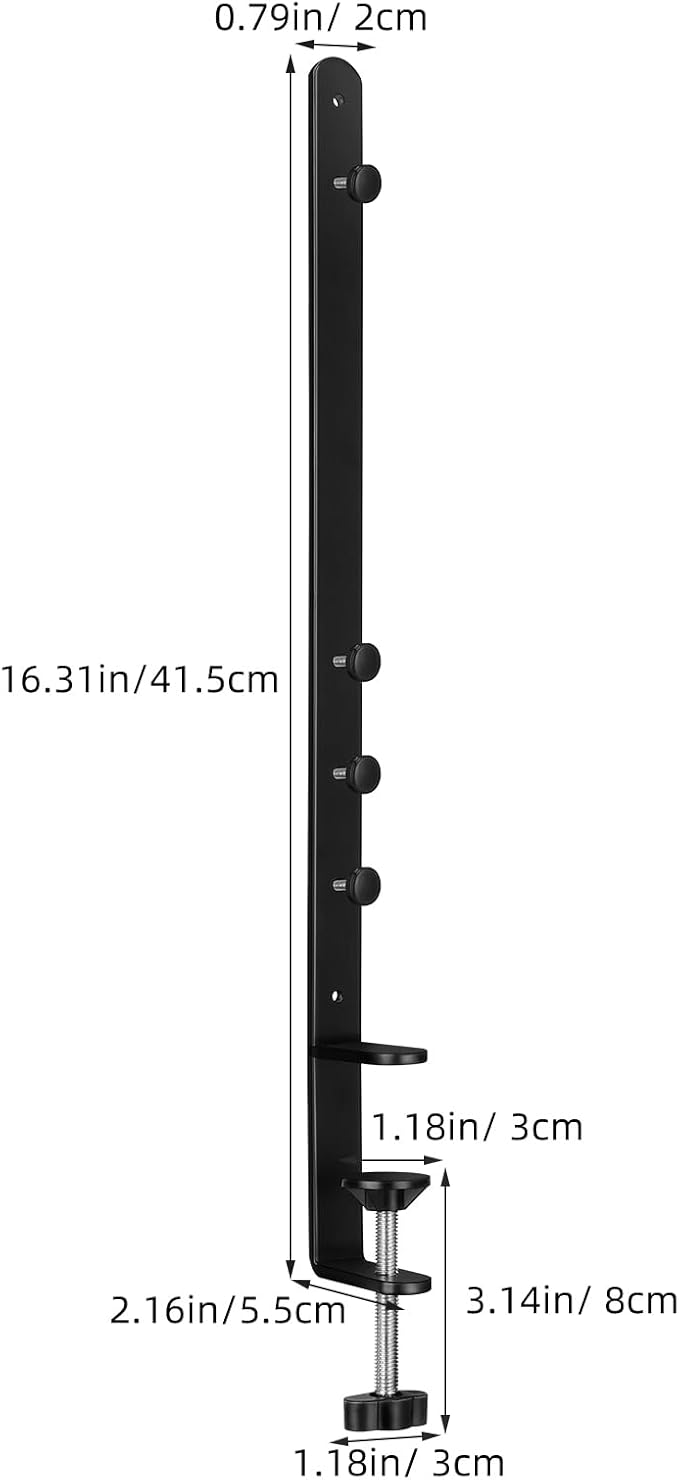 2Pcs Desk Clamp, Metal Pegboard Fixing Mount Extended Version, Black Desk Mount Bracket for Office Game Home Desktop Accessories Bracket - Image 2