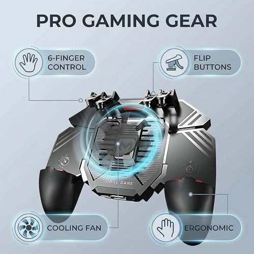 FURZEQIFA PUBG Mobile Controller Joystick Turnover Button Gamepad for PUBG iOS Android Six Finger Operating Gamepad With Cooling Fan - Image 4