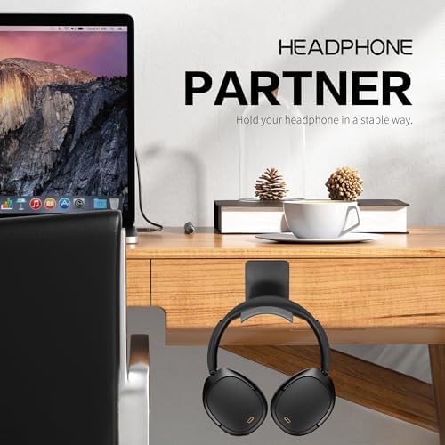 YAODHAOD Headset Hanger Holder Wall Mount, Sticky Headset Stand Holder Clip Under Desk for All Headphone/Controller (Black,Wall-Mounted) - Image 3