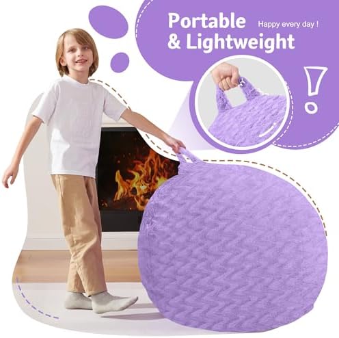 2FT Bean Bag Chair,Giant Bean Bag Chairs for Adults,Big Bean Bags with Memory Foam Filled, Large Beanbag Chairs with Chevron Plush Cover-Purple - Image 4