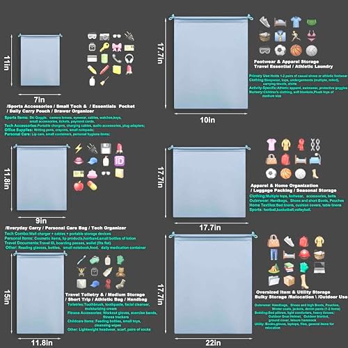 Microfiber Drawstring Bags, Multi-Size Soft Protective Pouches for Shoes, Ski Goggles, Sunglasses, Handbags & Camera Lenses - Image 4