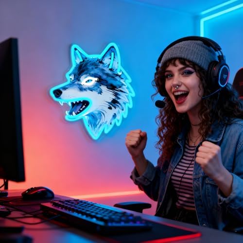 Wolf Neon Sign, UV Printed Wolf LED Wall Decor Light for Game Room - Image 4