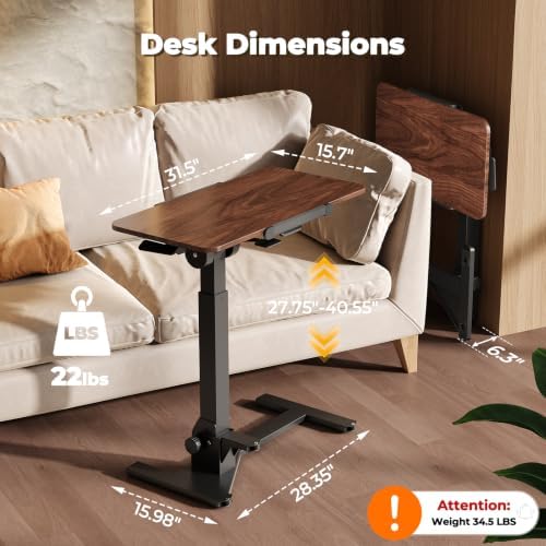 JOY worker Foldable Portable Laptop Desk, 180° Tilt Overbed Bedside Table - Image 2