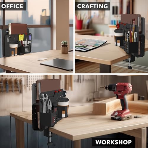 Mount-It! Desk Pegboard Organizer, 360 Rotation, Black - Image 4