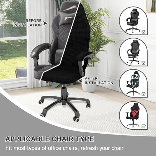 Gaming Chair Cover Game Chair Seat Cover for Reclining Racing Chair, Black | Waterproof, Cat Scratch Proof, Stretch with Amrest, Breathable, Anti-Scratch, Pet-Resistant,For Tall High Back Chairs - Image 3