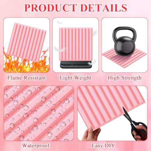 Nuanchu 32 Pcs 3D Wall Panels, 12"x12" PVC Fluted Tiles, Pink - Image 3