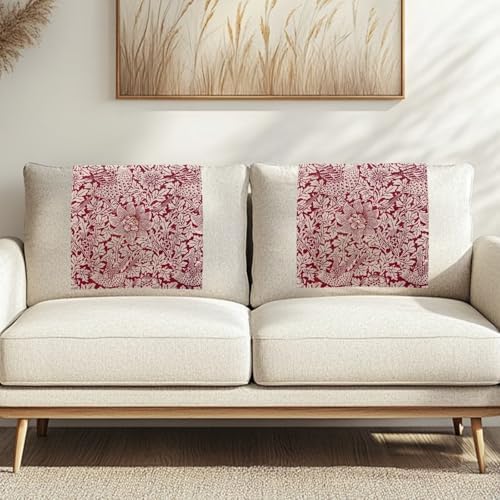 3 Pack Universal Small Recliner Cover - Vintage Red Bird Floral Print Easy to Install Polyester Protector, Wear Resistant & Non-Slip with Fixing Nails for Home/Office Use (26x16 Inch) - Image 2