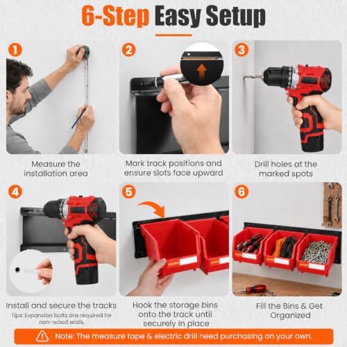 14pc Wall-Mounted Storage Organizer Mixed V1 V2 Combo Red - Image 4