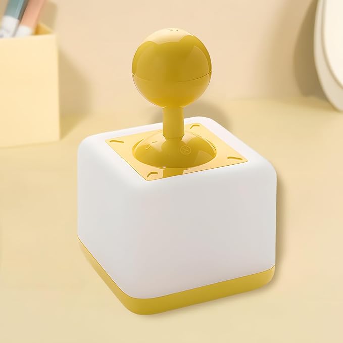 Rocker Night Light Lamp, 2-Speed Timer Bedside Lamp Rechargeable USB LED Companion Light with Joystick Design, DIY Emoji Stickers, 30-Minute Timer, Side Table Light for Bedroom (Yellow) - Image 2