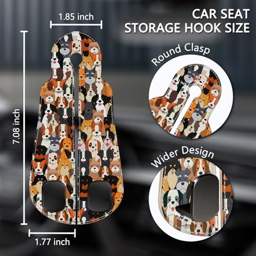 Blusabaca 2PCS Car Seat Headrest Hooks, Purses Bags Holder, Cute Dogs Puppy - Image 5