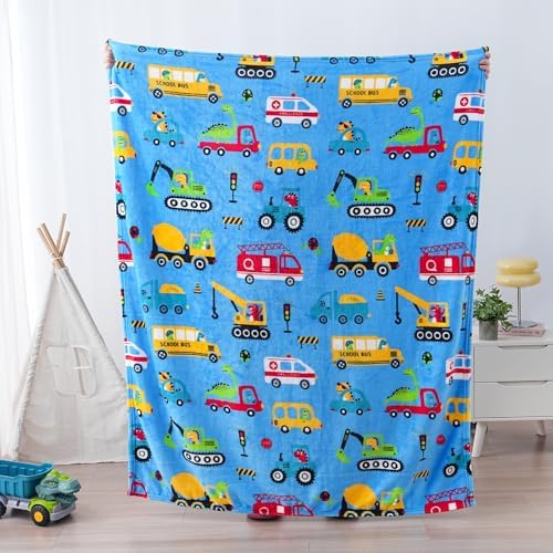 SOCHOW Cute Car Truck Fleece Throw Blanket for Boys, Blue 50 x 60 Inches - Image 7