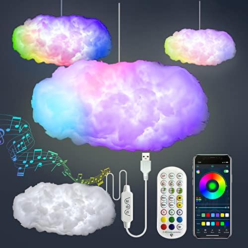 3D Big Cloud lightning Light Kit Music Sync Warm White Multicolor lightning Changing Strip Lights 360 Degree Wireless Remote APP NO DIY Coolest Decorations for Adults and Kids Indoor Home Bedroom by ZOKON