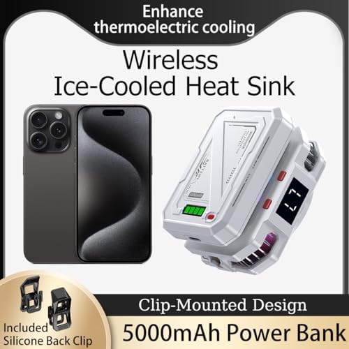 Magnetic Phone Cooler with Rechargeable Battery, LED Cooling Fan with Semiconductor Cooling,Phone Cooler with Power Display, Suitable for Phone Gaming Enthusiasts, Live Broadcast Crowd Network (white) - Image 2