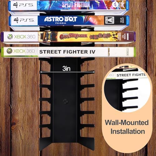 4 Pack Video Game Case Storage Wall Mount - Holds Up to 72 Disc Boxes,Metal Wall Mounted Game Case Holder for PS,DVD,Xbox Game Organizer - Image 6