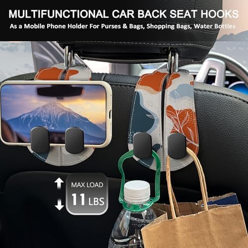 Blusabaca 2PCS Car Seat Headrest Hooks, Purses Bags Holder, Abstract Leaf - Image 3