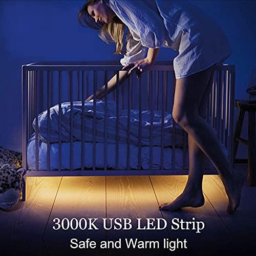 4.9ft LED Strip Lights Dimmable, 5V Warm White Plug in USB COB String - Image 3