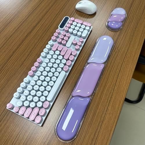 Gel Keyboard Wrist Rest Pad Set, Ergonomic Keyboard Mouse Wrist Support for Typing Pain Relief, Upgrade Wrist Rest Support Pad, Purple Color Block - Image 2