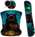 3-in-1 Ergonomic Memory Foam Keyboard Wrist Rest Pad Set, Flame Cat by Dikoer