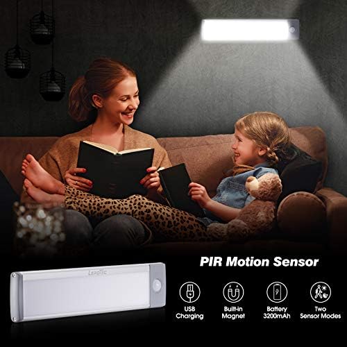 LEPOTEC 30 LED Under Counter Closet Lighting, LED Motion Sensor Cabinet Light, Battery Operated Pantry Light for Mom, 1800mah Rechargeable Wireless Motion Sensor Closet Light (2 Pack) - Image 3