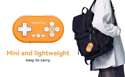 ShanWan Bluetooth Gamepad Keychain Sized Mini Controller for Switch 2, Windows, Android, iOS & PS4(Orange -yellow) - Image 7