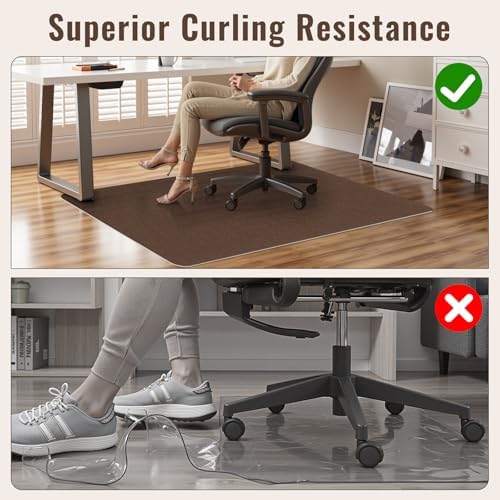 Sycoodeal Office Chair Mat for Hardwood Floor,Slip Resistant Floor Mat for Office Computer Gaming Chair,Heavy Duty Floor Protector for Rolling Chairs,Easy to Clean,Coffee(48"x60") - Image 4