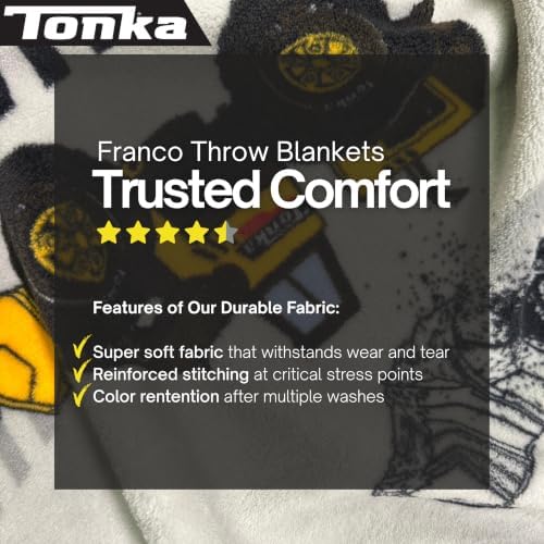 Franco Tonka Construction Trucks Kids Throw Blanket, 46 in x 60 in, Soft Cozy Decorative Blanket for Couch, Bed, or Travel (Officially Licensed Product) - Image 5