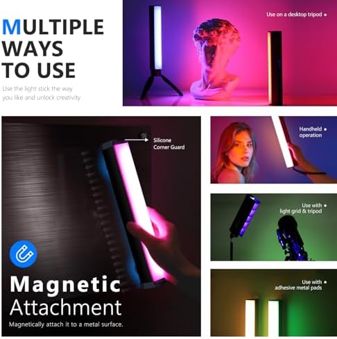 NEEWER RGB LED Video Light Stick, Touch Bar & APP Control, Magnetic Handheld Photography Lighting Wand, Dimmable 3200K~5600K CRI98+ Full Color LED Light with 6400mAh Battery, 17 Scenes, RGB1 - Image 5