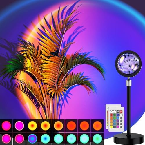 Bavcieu Sunset Lamp Projection Led Lights with Remote,APP Multicolor Night Light 360° Rotation Rainbow Lights 4 Modes Setting for Photography/Selfie/Party/Home/Living Bedroom Decor, Gifts for Women by Bavcieu