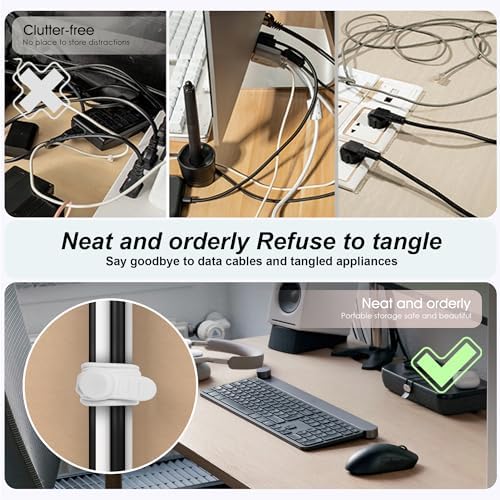 Silicone Cable Ties, Cord Organizer Cable Management, Black White - Image 5