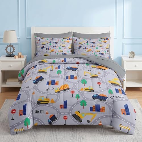 Nesker Queen Comforter Set for Boys, 7 Pieces Truck Bedding for Kids by NeskerCozyLiving