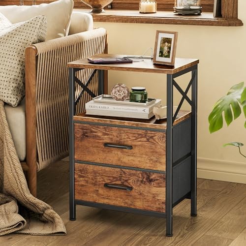 Huuger Night Stand with Charger Station, USB-C Port, End Table - Image 6
