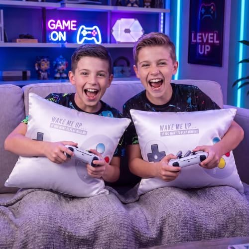 Pack of 2 Gamer Throw Pillow Covers 18x18 Inch, Satin Silk Feeling Decorative Pillow Cases with Hidden Zipper, Game Controller Design for Boys Room Sofa Couch Bedroom Decor - Image 7