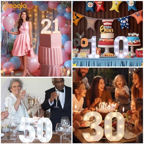Pooqla LED Light Up Numbers, Warm White and Cool White Decorative Lighted Marquee Numbers, Light Up Numbers for Boys Girls Party, Wedding, Bar, Night Light, Room Decor, Birthday Decoration, Number 6 - Image 4