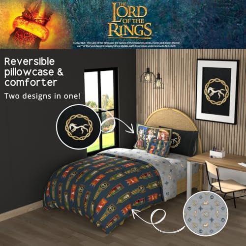 The Lord of the Rings: The War of the Rohirrim Bedding 7 Piece Super Soft Cozy Reversible Comforter and Sheet Set with Sham, Full, (Officially Licensed Product) By Franco - Image 5