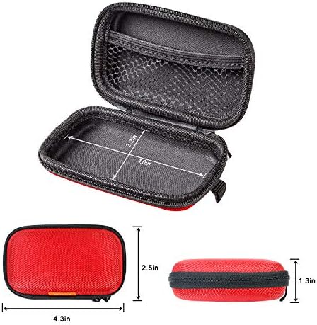 Red Rectangle Small EVA Case, Lightweight Hard Shell Zipper Pouch - Image 4