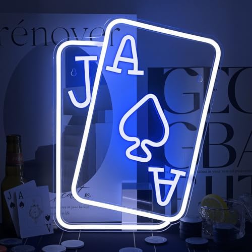 Blue Poker Neon Sign Casino Playing Cards Neon Signs for Man Cave by gamerneon